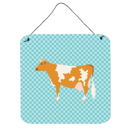MICASA Guernsey Cow Blue Check Wall or Door Hanging Prints6 x 6 in. MI228572
